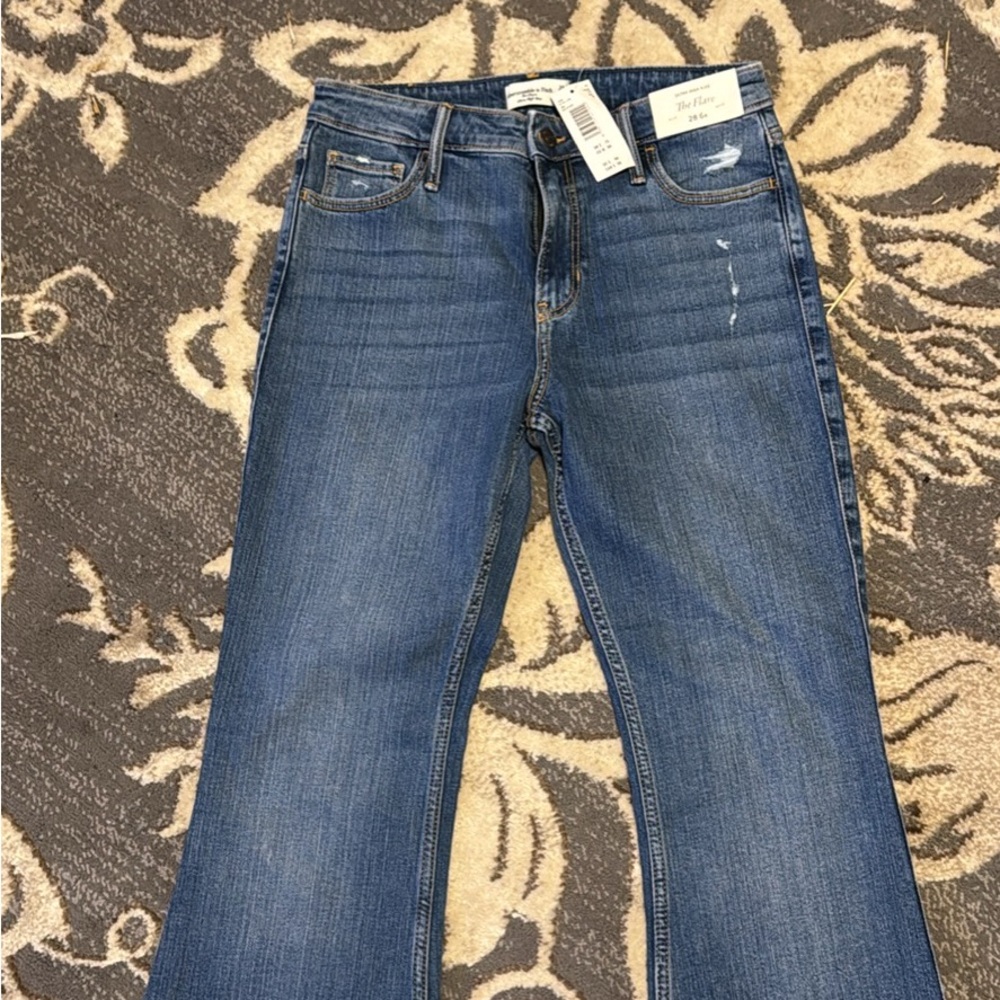 Abercrombie & Fitch Blue Flare Wide Leg Jeans